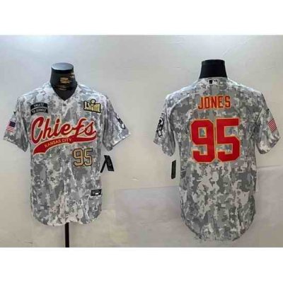 Men Kansas City Chiefs 95 Chris Jones 2024 Arctic Camo Salute To Service Stitched Baseball Jersey