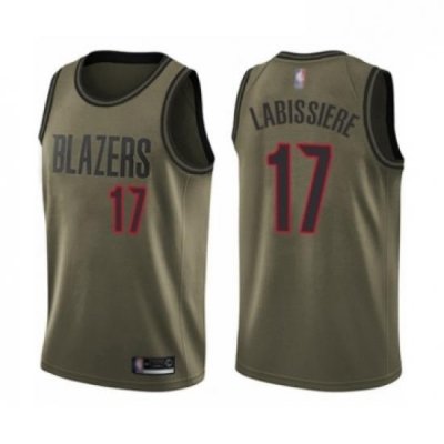 Mens Portland Trail Blazers 17 Skal Labissiere Swingman Green Salute to Service Basketball Jersey