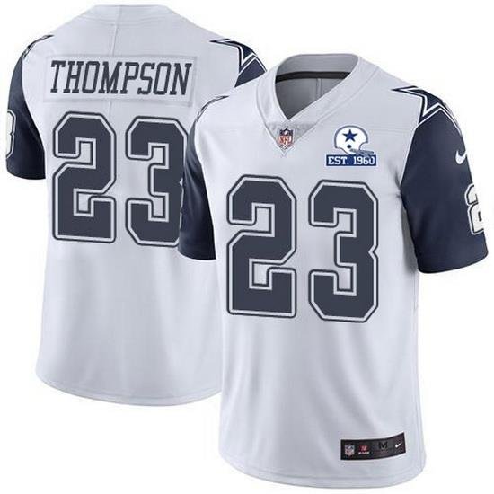 Nike Cowboys 23 Darian Thompson White Men Stitched With Established In 1960 Patch NFL Limited Rush Jersey