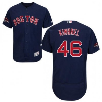 Mens Majestic Boston Red Sox 46 Craig Kimbrel Navy Blue Alternate Flex Base Authentic Collection 2018 World Series Jersey