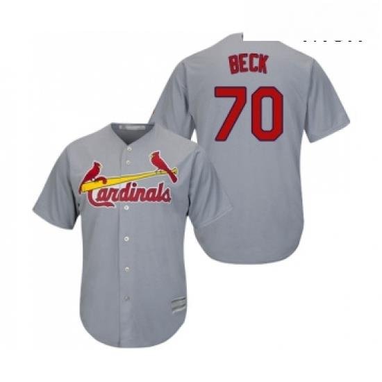 Mens St Louis Cardinals 70 Chris Beck Replica Grey Road Cool Base Baseball Jersey