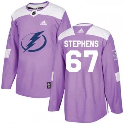 Youth Adidas Tampa Bay Lightning 67 Mitchell Stephens Authentic Purple Fights Cancer Practice NHL Jersey