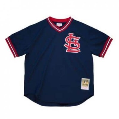 Men St Louis Cardinals Navy Blue Mitchell Ness Blank Jersey