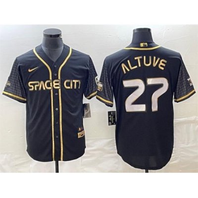 Men Houston Astros 27 Jose Altuve Black City Connect Cool Base Stitched Baseball Jersey