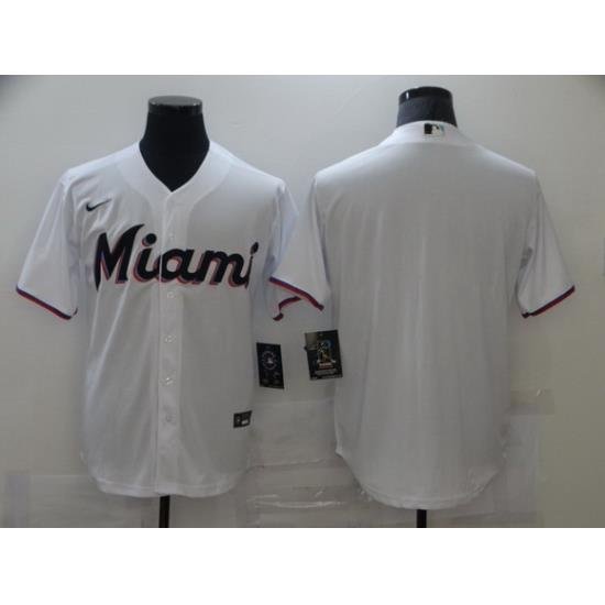 Men Nike Florida Marlins White Blank Cool base Jersey