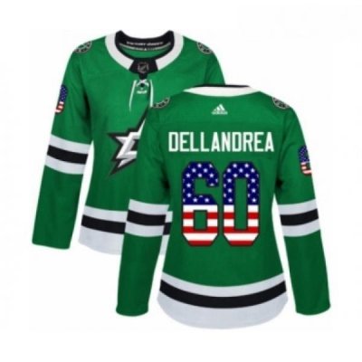 Womens Adidas Dallas Stars 60 Ty Dellandrea Authentic Green USA Flag Fashion NHL Jersey