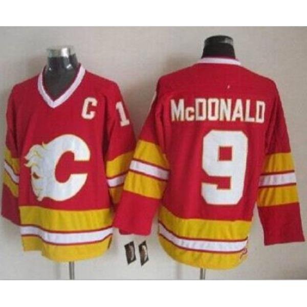 Calgary Flames #9 Lanny McDonald Red CCM Throwback Stitched NHL Jersey