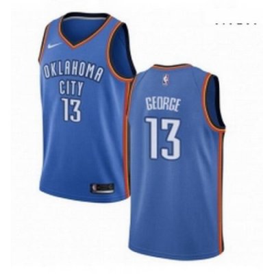 Mens Nike Oklahoma City Thunder 13 Paul George Swingman Royal Blue Road NBA Jersey Icon Edition