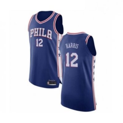 Mens Philadelphia 76ers 12 Tobias Harris Authentic Blue Basketball Jersey Icon Edition