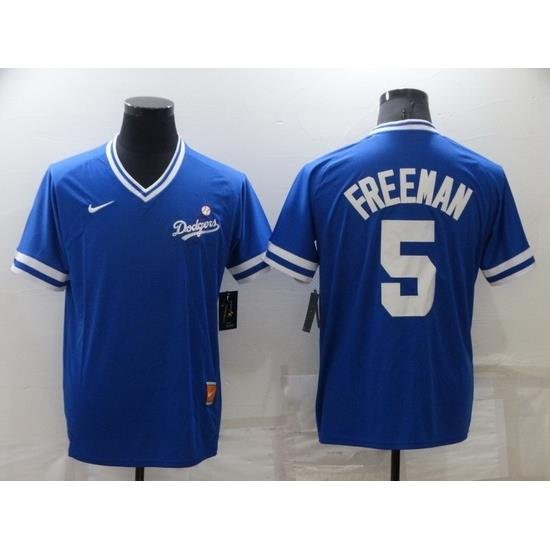 Men Los Angeles Dodgers 5 Freddie Freeman Royal Stitched Baseball jersey