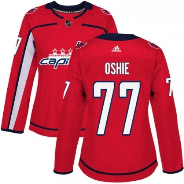 Womens Adidas Washington Capitals 77 TJ Oshie Premier Red Home NHL Jersey