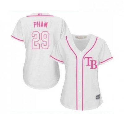 Womens Tampa Bay Rays 29 Tommy Pham Replica White Fashion Cool Base Baseball Jersey