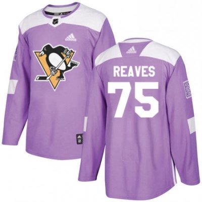 Mens Adidas Pittsburgh Penguins 75 Ryan Reaves Authentic Purple Fights Cancer Practice NHL Jersey