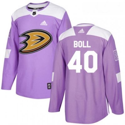 Youth Adidas Anaheim Ducks 40 Jared Boll Authentic Purple Fights Cancer Practice NHL Jersey