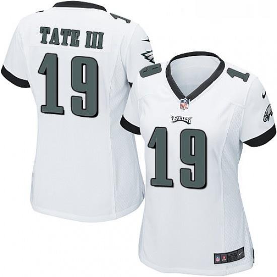 Womens Nike Philadelphia Eagles 19 Golden Tate III Game White NFL Jerse