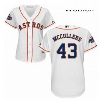 Womens Majestic Houston Astros 43 Lance McCullers Authentic White Home 2017 World Series Champions Cool Base MLB Jersey