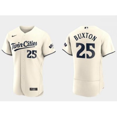 Men Minnesota TWins 25 Byron Buxton 2023 Cream Flex Base Stitched Jersey