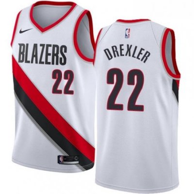 Womens Nike Portland Trail Blazers 22 Clyde Drexler Swingman White Home NBA Jersey Association Edition