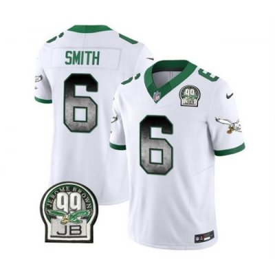 Men Philadelphia Eagles 6 DeVonta Smith White 2023 F U S E  Throwback Vapor Untouchable Limited Stitched Football Jersey