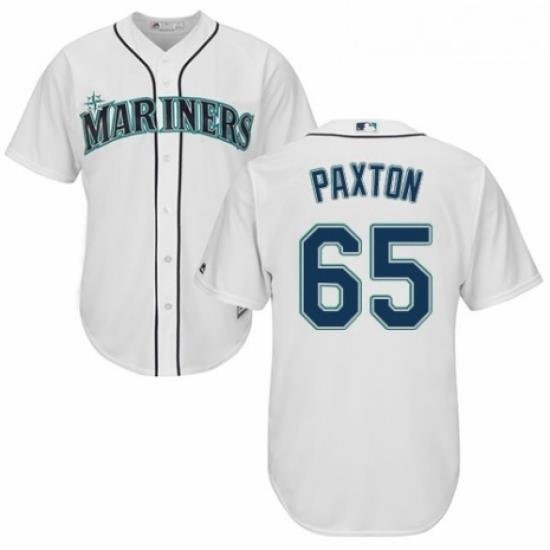 Youth Majestic Seattle Mariners 65 James Paxton Authentic White Home Cool Base MLB Jersey