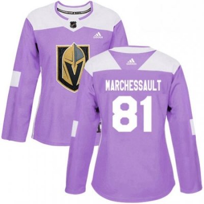 Womens Adidas Vegas Golden Knights 81 Jonathan Marchessault Authentic Purple Fights Cancer Practice NHL Jersey