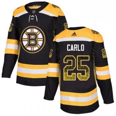 Mens Adidas Boston Bruins 25 Brandon Carlo Authentic Black Drift Fashion NHL Jersey