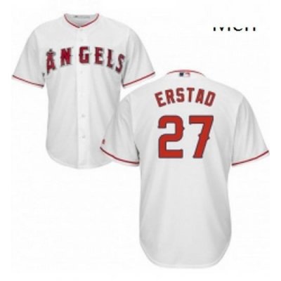 Mens Majestic Los Angeles Angels of Anaheim 27 Darin Erstad Replica White Home Cool Base MLB Jersey