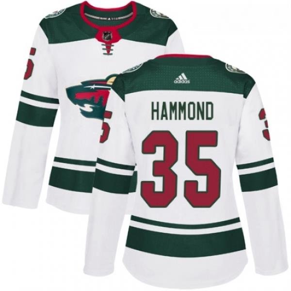 Womens Adidas Minnesota Wild 35 Andrew Hammond Authentic White Away NHL Jersey