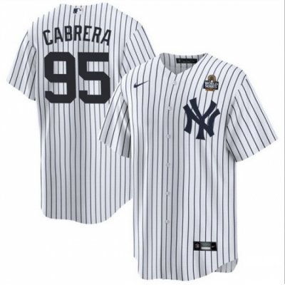 Men New York Yankees 95 Oswaldo Cabrera White 2024 World Series Cool Base Stitched Baseball Jersey