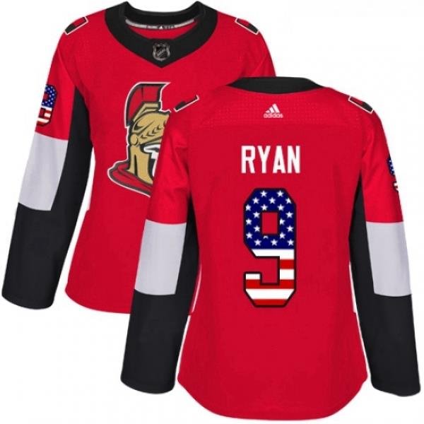 Womens Adidas Ottawa Senators 9 Bobby Ryan Authentic Red USA Flag Fashion NHL Jersey