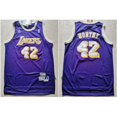 Lakers 42 James Worthy Purple Hardwood Classics Jersey