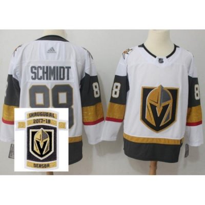 Adidas Golden Knights #88 Nate Schmidt White Road Authentic Stitched NHL Inaugural Season Patch Jersey