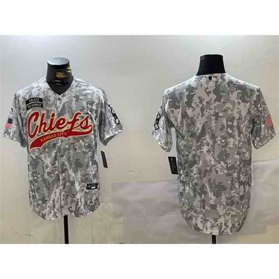 Men Kansas City Chiefs Blank 2024 Arctic Camo Salute To Service Stitched Baseball Jersey