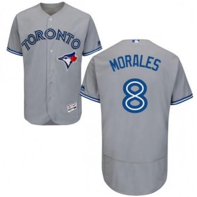 Mens Majestic Toronto Blue Jays 8 Kendrys Morales Grey Flexbase Authentic Collection MLB Jersey