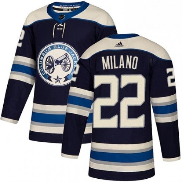 Mens Adidas Columbus Blue Jackets 22 Sonny Milano Authentic Navy Blue Alternate NHL Jersey