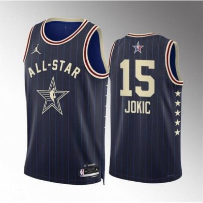 Men 2024 All Star 15 Nikola Jokic Navy Stitched Basketball Jersey