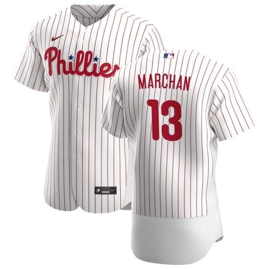 Philadelphia Phillies 13 Rafael Marchan Men Nike White Home 2020 Authentic Player MLB Jersey