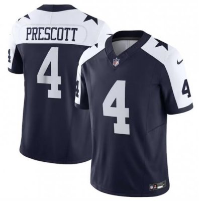 Men Dallas Cowboys 4 Dak Prescott Navy 2023 F U S E Thanksgiving Limited Stitched Football Jersey