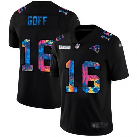 Los Angeles Rams 16 Jared Goff Men Nike Multi Color Black 2020 NFL Crucial Catch Vapor Untouchable Limited Jersey