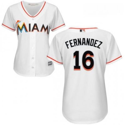 Womens Majestic Miami Marlins 16 Jose Fernandez Authentic White Home Cool Base MLB Jersey