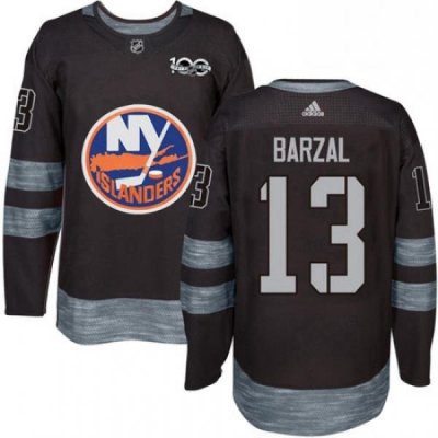 Mens Adidas New York Islanders 13 Mathew Barzal Authentic Black 1917 2017 100th Anniversary NHL Jersey