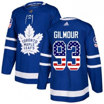 Mens Adidas Toronto Maple Leafs 93 Doug Gilmour Authentic Royal Blue USA Flag Fashion NHL Jersey