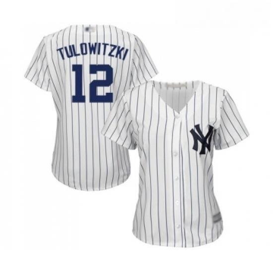 Womens New York Yankees 12 Troy Tulowitzki Authentic White Home Baseball Jersey