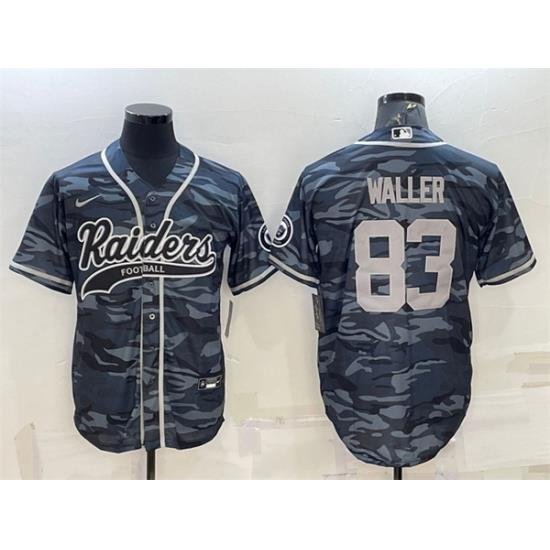 Men Las Vegas Raiders 83 Darren Waller Grey Camo With Patch Cool Base Stitched Baseball Jersey