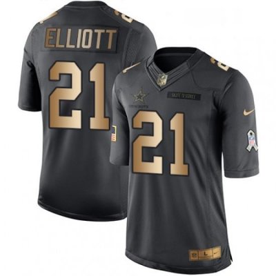 Youth Nike Dallas Cowboys 21 Ezekiel Elliott Limited BlackGold Salute to Service NFL Jersey