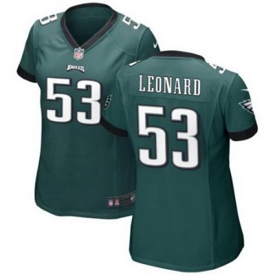 Women Philadelphia Eagles 53 Shaquille Leonard Green Stitched Football Jersey Run Small