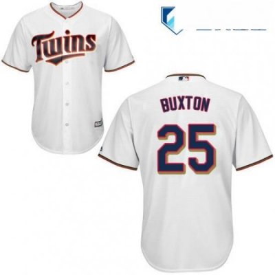 Mens Majestic Minnesota Twins 25 Byron Buxton Replica White Home Cool Base MLB Jersey