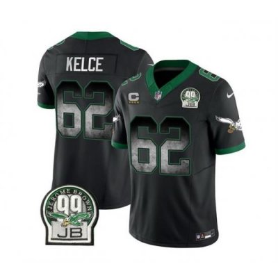 Men Philadelphia Eagles 62 Jason Kelce Black 2023 F U S E  With 4 Star C Patch Throwback Vapor Untouchable Limited Stitched Football Jersey