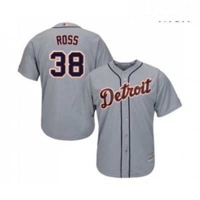 Mens Detroit Tigers 38 Tyson Ross Replica Grey Road Cool Base Baseball Jersey