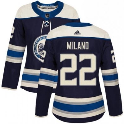 Womens Adidas Columbus Blue Jackets 22 Sonny Milano Authentic Navy Blue Alternate NHL Jersey